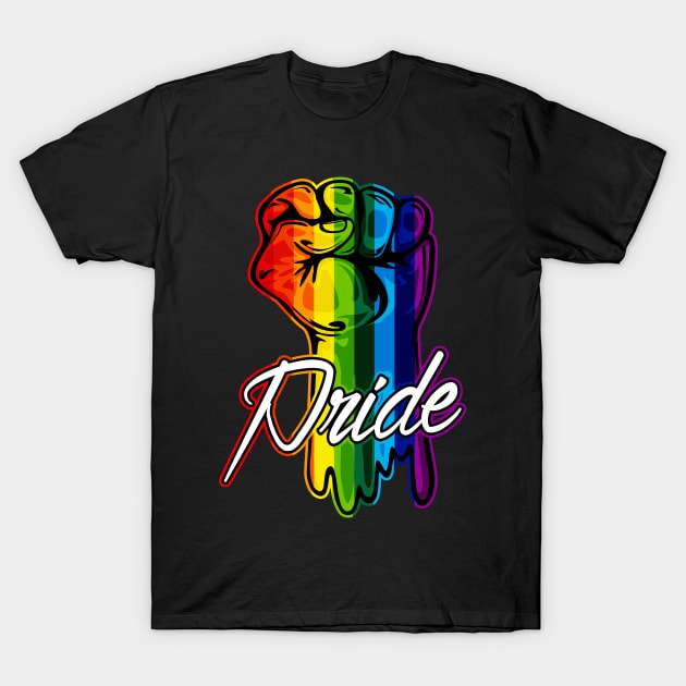 Gay Pride Rainbow Fist LGBT T-Shirt by RadStar